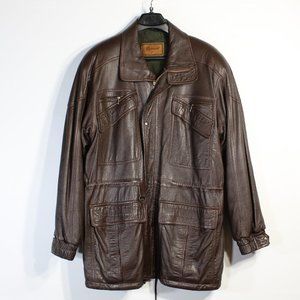 RENARD ROMA Brown Leather Coat Men's Extra Large | Military | Vintage | Jacket |